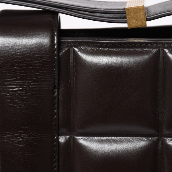 極美品 BOTTEGA VENETA ボッテガヴェネタ マリー レザー ショルダーハンドバッグ B08064014X ブラウン ダークブラウン ゴールド金具 中古 4a006591