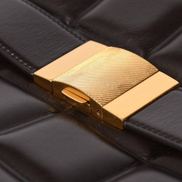 極美品 BOTTEGA VENETA ボッテガヴェネタ マリー レザー ショルダーハンドバッグ B08064014X ブラウン ダークブラウン ゴールド金具 中古 4a006591