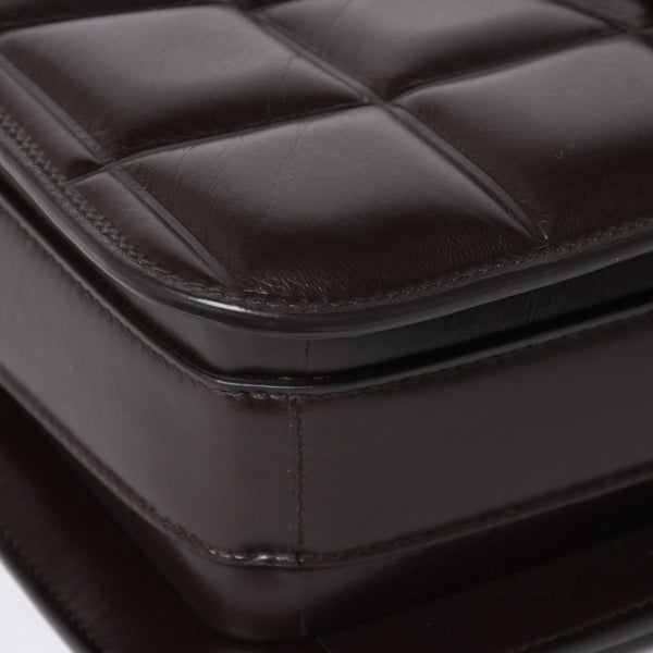 極美品 BOTTEGA VENETA ボッテガヴェネタ マリー レザー ショルダーハンドバッグ B08064014X ブラウン ダークブラウン ゴールド金具 中古 4a006591