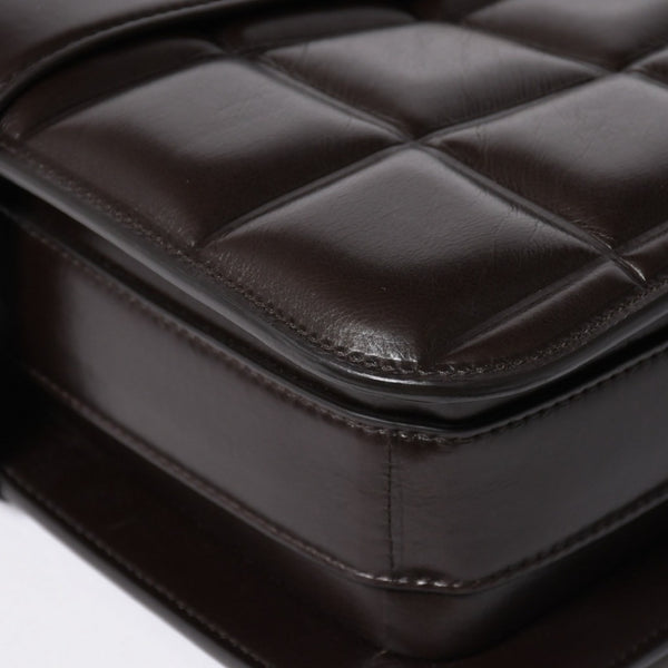 極美品 BOTTEGA VENETA ボッテガヴェネタ マリー レザー ショルダーハンドバッグ B08064014X ブラウン ダークブラウン ゴールド金具 中古 4a006591