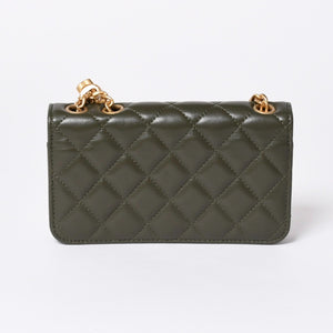 極美品 CHANEL シャネル アジャスタブル チェーンショルダーバッグ ランダム番台 ココマーク ラムスキン オリーブ ゴールド金具 中古 4a006774
