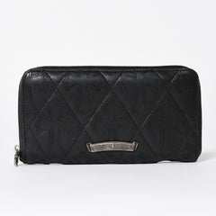 極美品 CHROME HEARTS クロムハーツ REC F ZIP QUILTED セメタリークロスパッチ 長財布 ダガー キルティング ブラック シルバー925 中古 4a006904