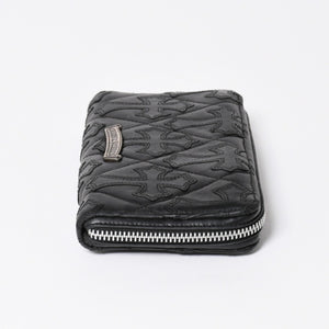 極美品 CHROME HEARTS クロムハーツ REC F ZIP QUILTED セメタリークロスパッチ 長財布 ダガー キルティング ブラック シルバー925 中古 4a006904