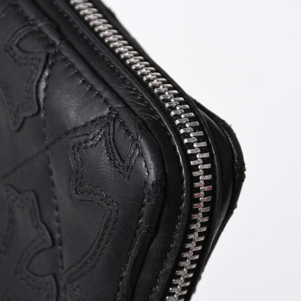 極美品 CHROME HEARTS クロムハーツ REC F ZIP QUILTED セメタリークロスパッチ 長財布 ダガー キルティング ブラック シルバー925 中古 4a006904