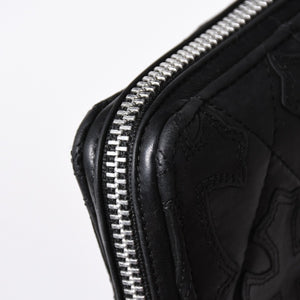 極美品 CHROME HEARTS クロムハーツ REC F ZIP QUILTED セメタリークロスパッチ 長財布 ダガー キルティング ブラック シルバー925 中古 4a006904