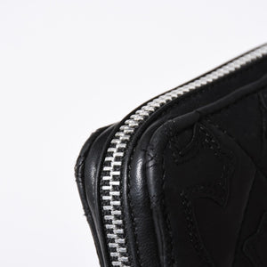 極美品 CHROME HEARTS クロムハーツ REC F ZIP QUILTED セメタリークロスパッチ 長財布 ダガー キルティング ブラック シルバー925 中古 4a006904