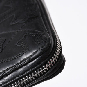極美品 CHROME HEARTS クロムハーツ REC F ZIP QUILTED セメタリークロスパッチ 長財布 ダガー キルティング ブラック シルバー925 中古 4a006904