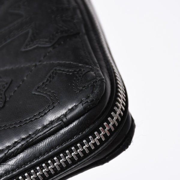 極美品 CHROME HEARTS クロムハーツ REC F ZIP QUILTED セメタリークロスパッチ 長財布 ダガー キルティング ブラック シルバー925 中古 4a006904