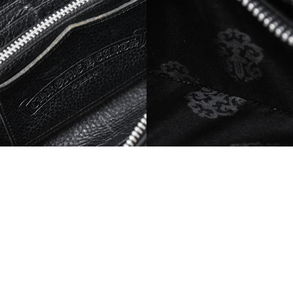 極美品 CHROME HEARTS クロムハーツ REC F ZIP QUILTED セメタリークロスパッチ 長財布 ダガー キルティング ブラック シルバー925 中古 4a006904