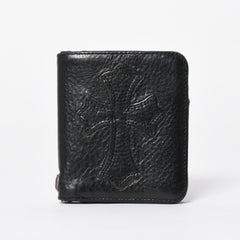 極美品 CHROME HEARTS クロムハーツ DR DIGIACOMO ウォレット 二つ折り クロスパッチ ディジャコモ 財布 黒 中古 4a006905