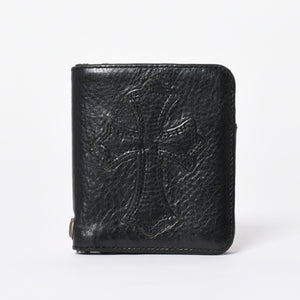 極美品 CHROME HEARTS クロムハーツ DR DIGIACOMO ウォレット 二つ折り クロスパッチ ディジャコモ 財布 黒 中古 4a006905