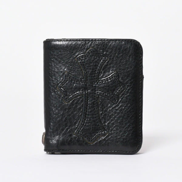 極美品 CHROME HEARTS クロムハーツ DR DIGIACOMO ウォレット 二つ折り クロスパッチ ディジャコモ 財布 黒 中古 4a006905