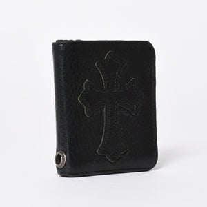 極美品 CHROME HEARTS クロムハーツ DR DIGIACOMO ウォレット 二つ折り クロスパッチ ディジャコモ 財布 黒 中古 4a006905