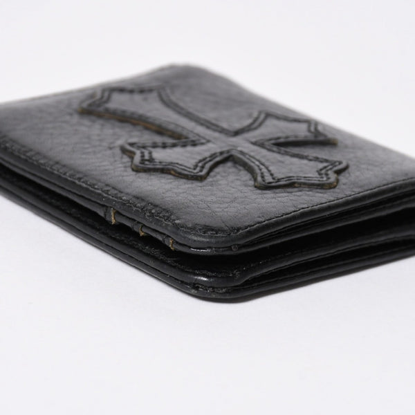 極美品 CHROME HEARTS クロムハーツ DR DIGIACOMO ウォレット 二つ折り クロスパッチ ディジャコモ 財布 黒 中古 4a006905