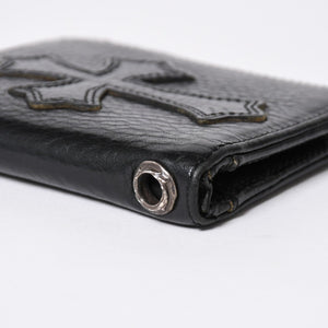極美品 CHROME HEARTS クロムハーツ DR DIGIACOMO ウォレット 二つ折り クロスパッチ ディジャコモ 財布 黒 中古 4a006905