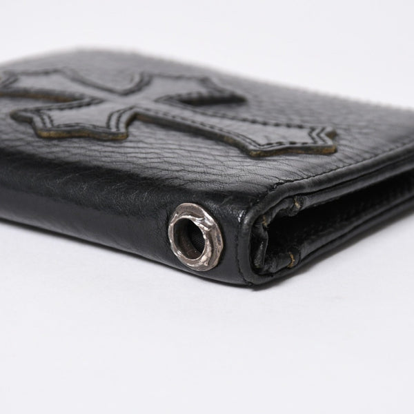 極美品 CHROME HEARTS クロムハーツ DR DIGIACOMO ウォレット 二つ折り クロスパッチ ディジャコモ 財布 黒 中古 4a006905