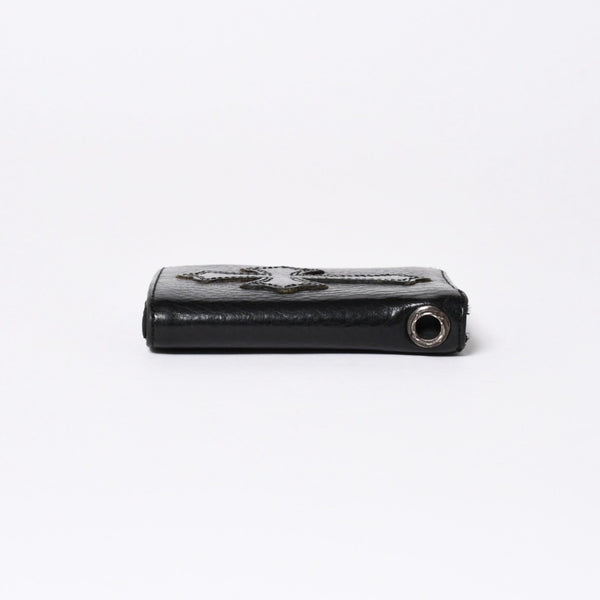 極美品 CHROME HEARTS クロムハーツ DR DIGIACOMO ウォレット 二つ折り クロスパッチ ディジャコモ 財布 黒 中古 4a006905