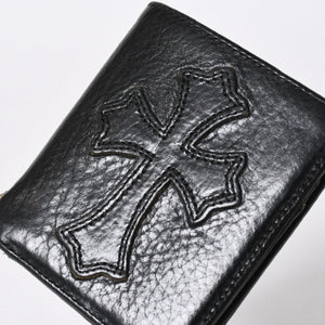 極美品 CHROME HEARTS クロムハーツ DR DIGIACOMO ウォレット 二つ折り クロスパッチ ディジャコモ 財布 黒 中古 4a006905