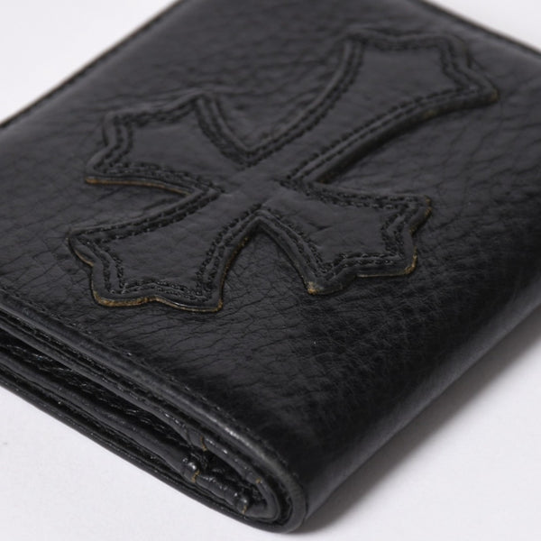 極美品 CHROME HEARTS クロムハーツ DR DIGIACOMO ウォレット 二つ折り クロスパッチ ディジャコモ 財布 黒 中古 4a006905