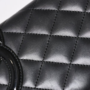 CHANEL シャネル カンボンライン 長財布 15番台 ココマーク パッチ カーフレザー ブラック ピンク シルバー金具 美品 中古 4a006779