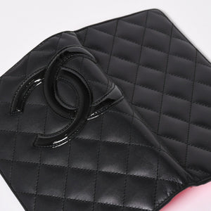 CHANEL シャネル カンボンライン 長財布 15番台 ココマーク パッチ カーフレザー ブラック ピンク シルバー金具 美品 中古 4a006779