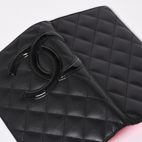 CHANEL シャネル カンボンライン 長財布 15番台 ココマーク パッチ カーフレザー ブラック ピンク シルバー金具 美品 中古 4a006779