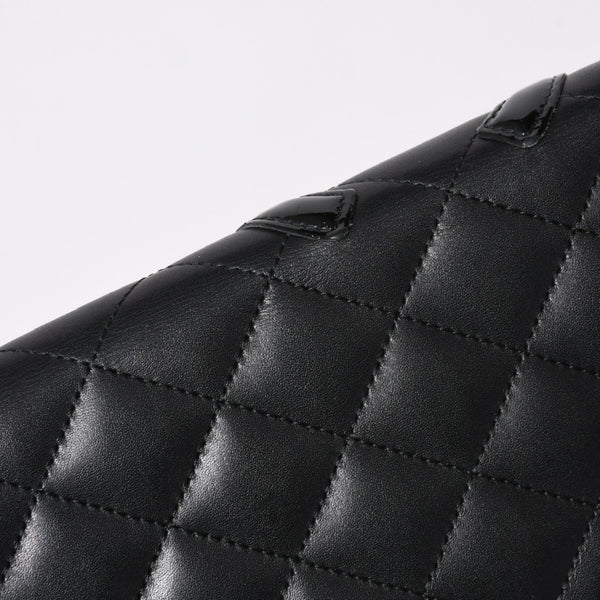 CHANEL シャネル カンボンライン 長財布 15番台 ココマーク パッチ カーフレザー ブラック ピンク シルバー金具 美品 中古 4a006779