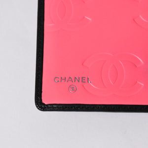 CHANEL シャネル カンボンライン 長財布 15番台 ココマーク パッチ カーフレザー ブラック ピンク シルバー金具 美品 中古 4a006779