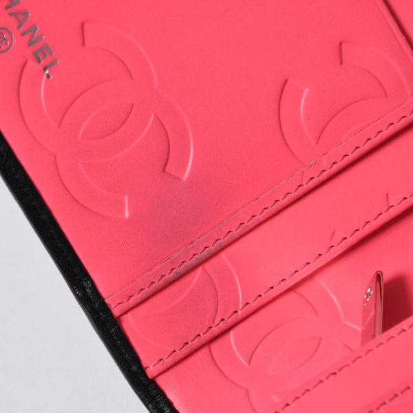 CHANEL シャネル カンボンライン 長財布 15番台 ココマーク パッチ カーフレザー ブラック ピンク シルバー金具 美品 中古 4a006779
