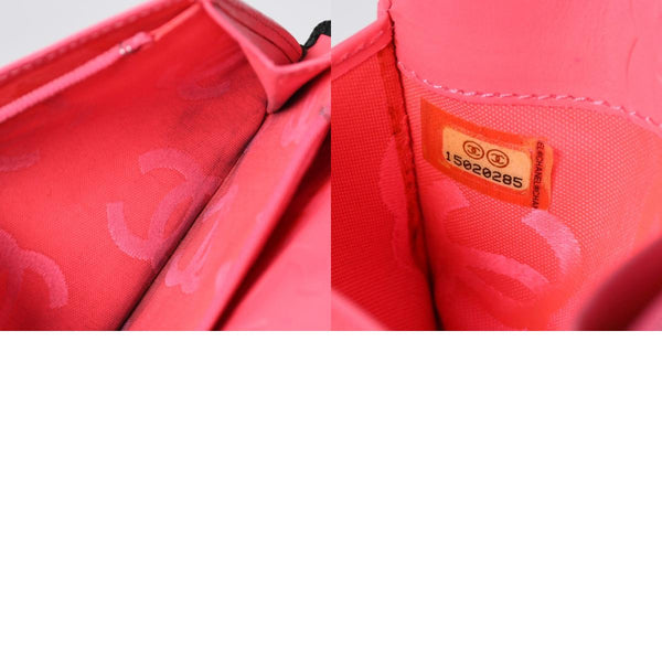 CHANEL シャネル カンボンライン 長財布 15番台 ココマーク パッチ カーフレザー ブラック ピンク シルバー金具 美品 中古 4a006779