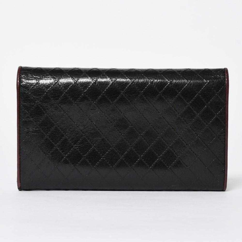 CHANEL シャネル ビコローレ ロングウォレット 長財布 11番台 ココマーク カーフレザー ブラック ボルドー シルバー金具 美品 中古 4a006775