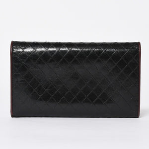 CHANEL シャネル ビコローレ ロングウォレット 長財布 11番台 ココマーク カーフレザー ブラック ボルドー シルバー金具 美品 中古 4a006775