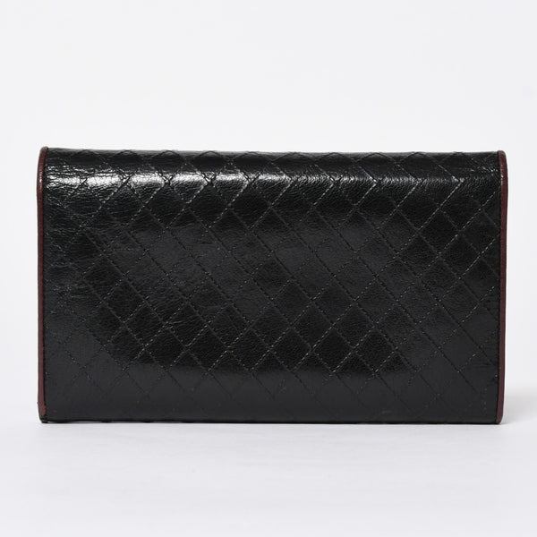 CHANEL シャネル ビコローレ ロングウォレット 長財布 11番台 ココマーク カーフレザー ブラック ボルドー シルバー金具 美品 中古 4a006775