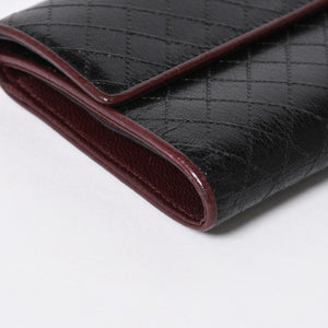 CHANEL シャネル ビコローレ ロングウォレット 長財布 11番台 ココマーク カーフレザー ブラック ボルドー シルバー金具 美品 中古 4a006775