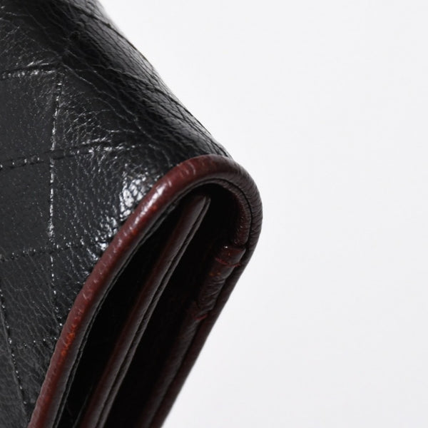 CHANEL シャネル ビコローレ ロングウォレット 長財布 11番台 ココマーク カーフレザー ブラック ボルドー シルバー金具 美品 中古 4a006775
