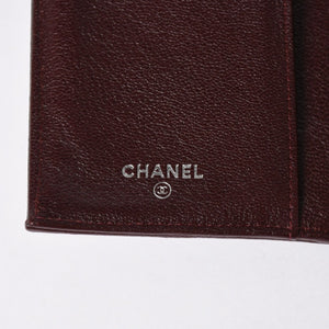 CHANEL シャネル ビコローレ ロングウォレット 長財布 11番台 ココマーク カーフレザー ブラック ボルドー シルバー金具 美品 中古 4a006775
