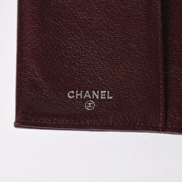 CHANEL シャネル ビコローレ ロングウォレット 長財布 11番台 ココマーク カーフレザー ブラック ボルドー シルバー金具 美品 中古 4a006775