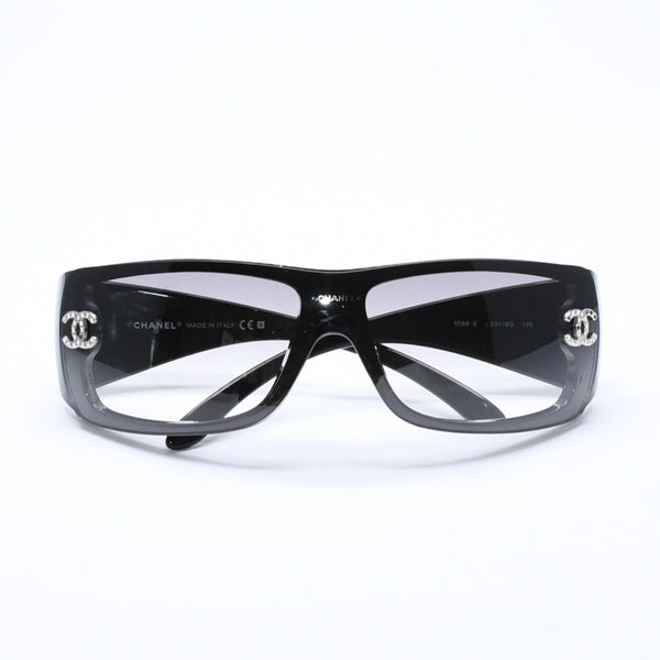CHANEL シャネル サングラス アイウェア 5088-B c.501/8G サイズ120 ココマーク ラインストーン ブラック 美品 中古 4a006576