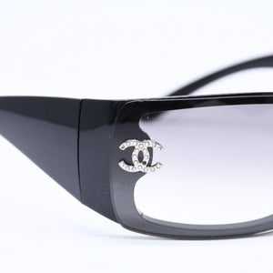 CHANEL シャネル サングラス アイウェア 5088-B c.501/8G サイズ120 ココマーク ラインストーン ブラック 美品 中古 4a006576