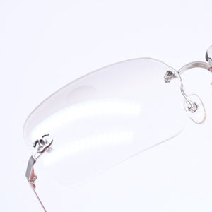 極美品 CHANEL シャネル リムレス サングラス アイウェア 4017 c.124/6I サイズ62□17 120 ココマーク シルバー グレー 中古 4a006793