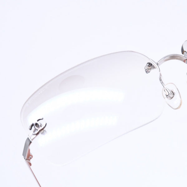 極美品 CHANEL シャネル リムレス サングラス アイウェア 4017 c.124/6I サイズ62□17 120 ココマーク シルバー グレー 中古 4a006793
