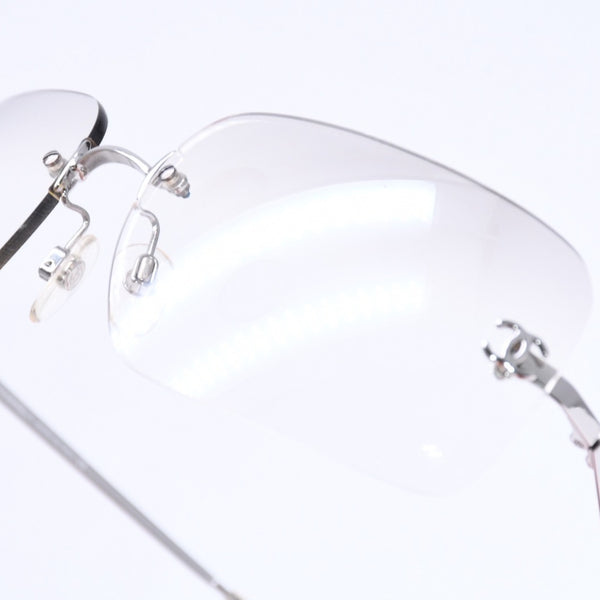 極美品 CHANEL シャネル リムレス サングラス アイウェア 4017 c.124/6I サイズ62□17 120 ココマーク シルバー グレー 中古 4a006793