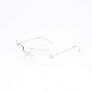 極美品 CHANEL シャネル リムレス サングラス アイウェア 4017 c.124/6I サイズ62□17 120 ココマーク シルバー グレー 中古 4a006793