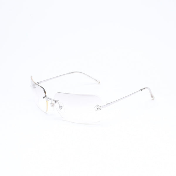 極美品 CHANEL シャネル リムレス サングラス アイウェア 4017 c.124/6I サイズ62□17 120 ココマーク シルバー グレー 中古 4a006793