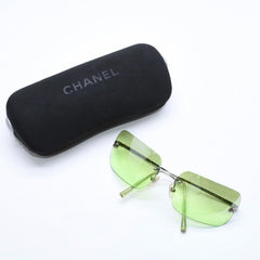 CHANEL シャネル リムレス サングラス アイウェア 4017 c.124/52 サイズ62□17 120 ココマーク グリーン 美品 中古 4a006792