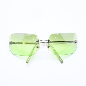 CHANEL シャネル リムレス サングラス アイウェア 4017 c.124/52 サイズ62□17 120 ココマーク グリーン 美品 中古 4a006792