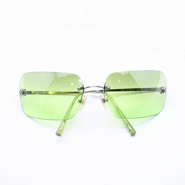 CHANEL シャネル リムレス サングラス アイウェア 4017 c.124/52 サイズ62□17 120 ココマーク グリーン 美品 中古 4a006792