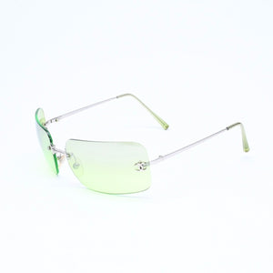 CHANEL シャネル リムレス サングラス アイウェア 4017 c.124/52 サイズ62□17 120 ココマーク グリーン 美品 中古 4a006792