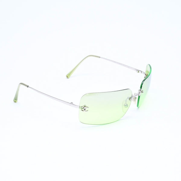CHANEL シャネル リムレス サングラス アイウェア 4017 c.124/52 サイズ62□17 120 ココマーク グリーン 美品 中古 4a006792