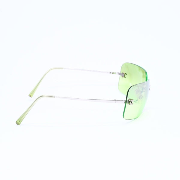 CHANEL シャネル リムレス サングラス アイウェア 4017 c.124/52 サイズ62□17 120 ココマーク グリーン 美品 中古 4a006792
